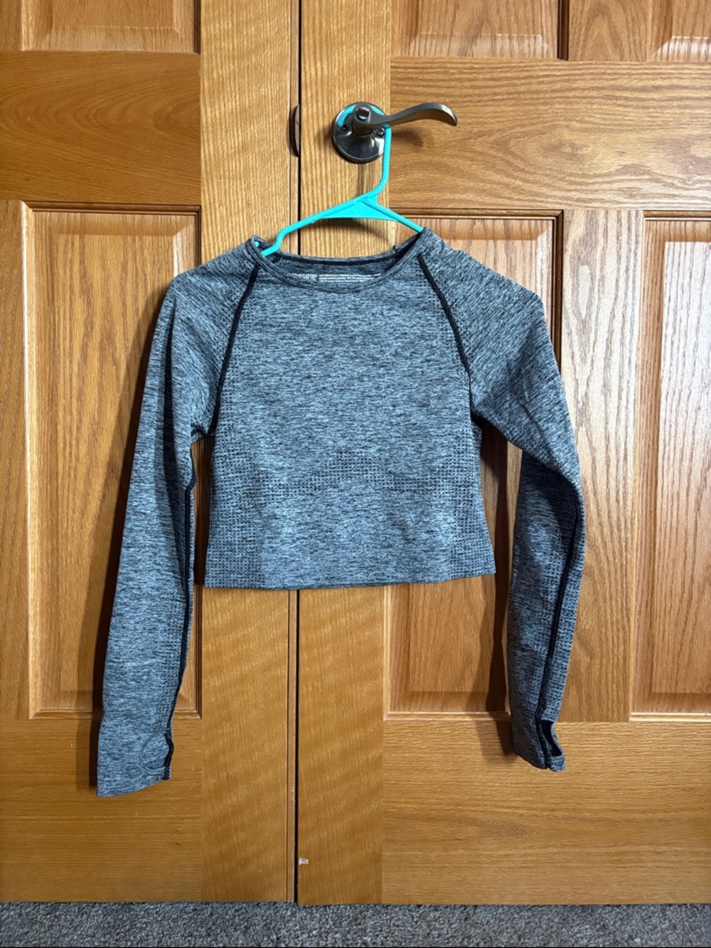 Gray Seamless Long Sleeve Cropped Athletic Top